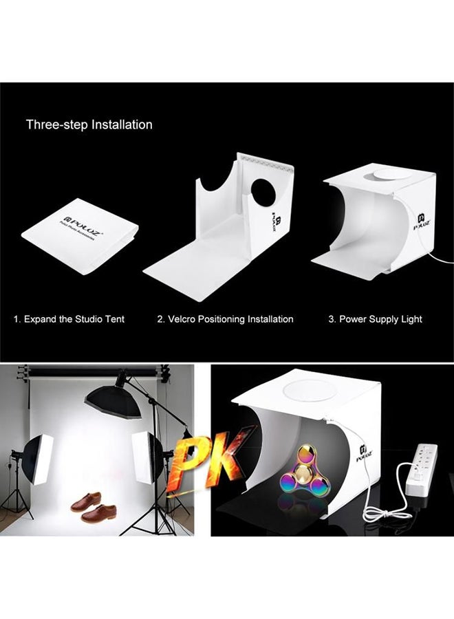 PULUZ - Portable Photography LED Panel Studio Box With Cable And 2 Backdrop White/Black - Image 1