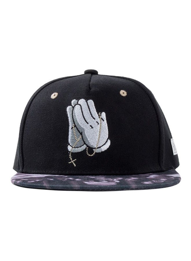 Hand Of Prayer Snapback Hip Hop Baseball Cap Black/Grey - Image 1