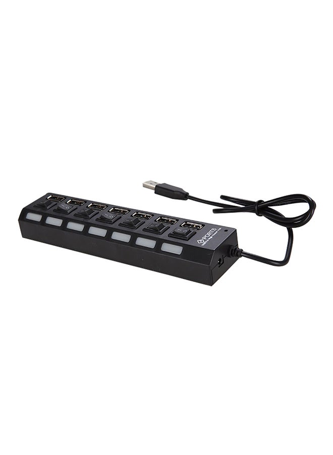 Generic 7-Port USB Hub With On/Off Switch Black  - Image 1