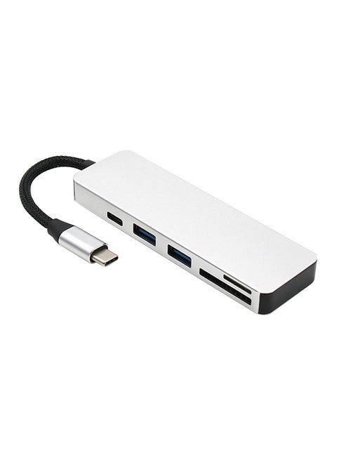 5-in-1 USB Hub For Type C Devices Silver/Black