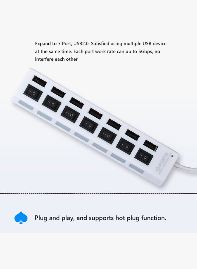 كيه كيه مون موزع بـ 7 منافذ USB أسود/ أبيض  - Image 2