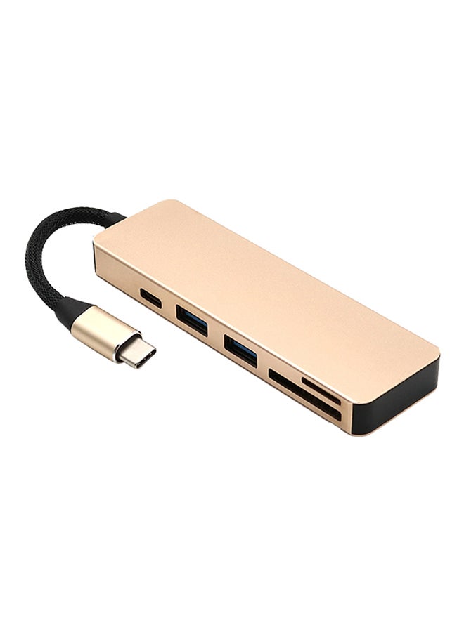 KKmoon 5-in-1 USB Hub For Type C Devices Rose Gold - Image 1