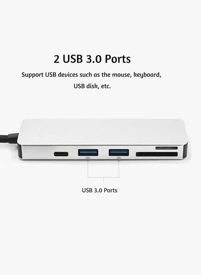 KKmoon 5-in-1 USB Hub For Type C Devices Silver/Black  - Image 2