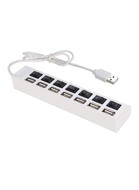موزع بـ 7 منافذ USB أسود/ أبيض