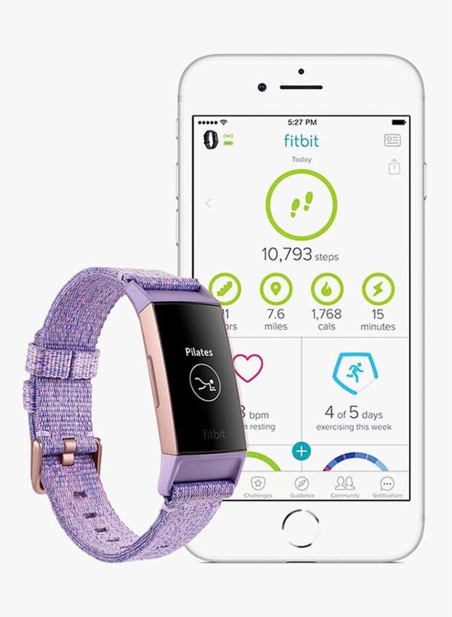 Charge 3 Special Edition Fitness Tracker With Swim Tracking Lavender Woven/Rose Gold