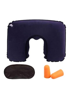 Generic Inflatable Travel Pillow With Ear Plug And Eye Mask Foam Blue  - Image 1