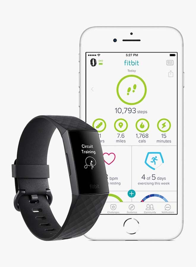 Fitbit Charge 3 Fitness Tracker With Swim Tracking Black/Graphite  - Image 3