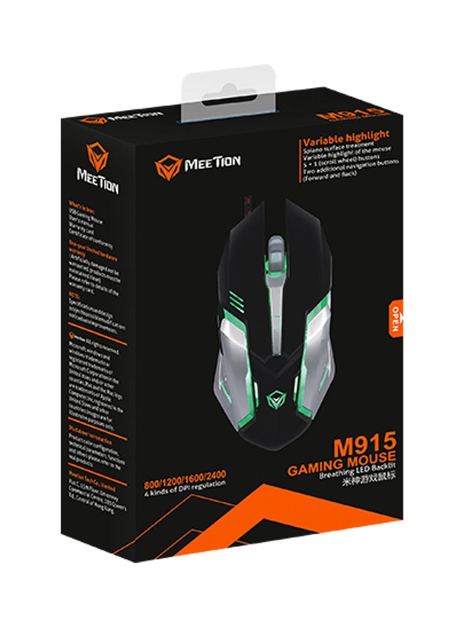 Meetion - LED Gaming Mouse Black/Grey/Green - Image 1