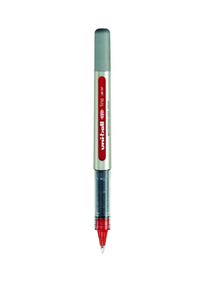 Uniball 12-Piece Fine Roller Ball Pen Set Red/Silver 