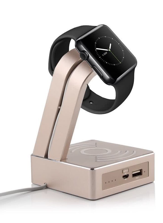 قاعدة شحن لاسلكية أفقية مع منصة شحن ذهبي وردي - Image 2