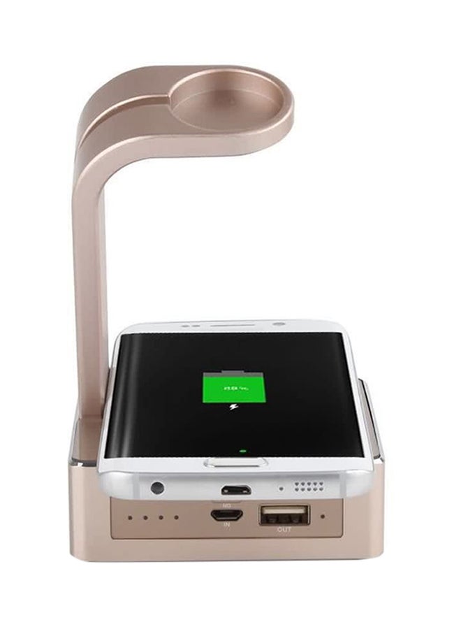 قاعدة شحن لاسلكية أفقية مع منصة شحن ذهبي وردي - Image 3