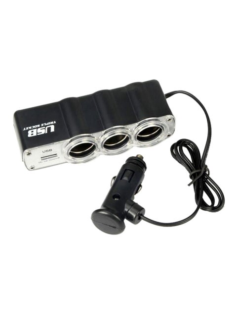 Triple Socket USB Black/Silver