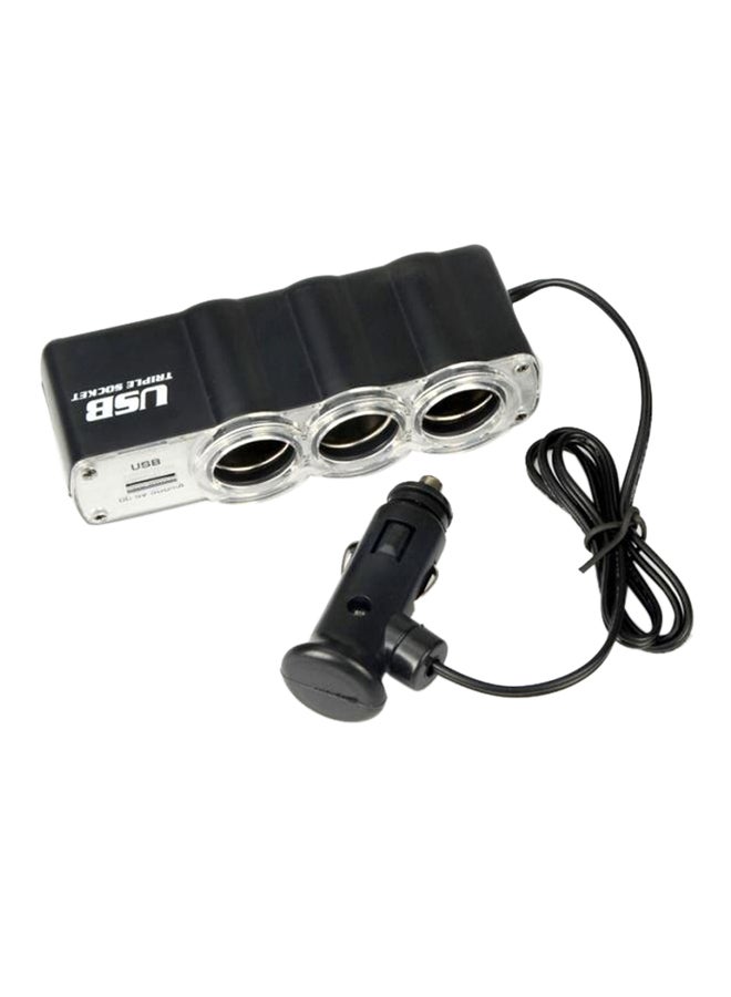 Triple Socket USB Black/Silver