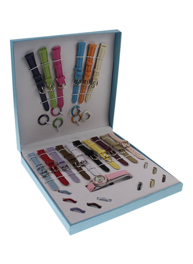 هيمي طقم ساعة يد بعقارب من مادة صناعية طراز LJ-282C girls - Image 2