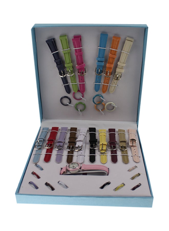 هيمي طقم ساعة يد بعقارب من مادة صناعية طراز LJ-282C girls - Image 1