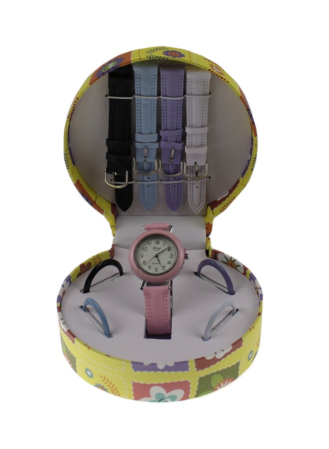 هيمي طقم ساعة يد بعقارب من مادة صناعية طراز LJ-595 girls - Image 1