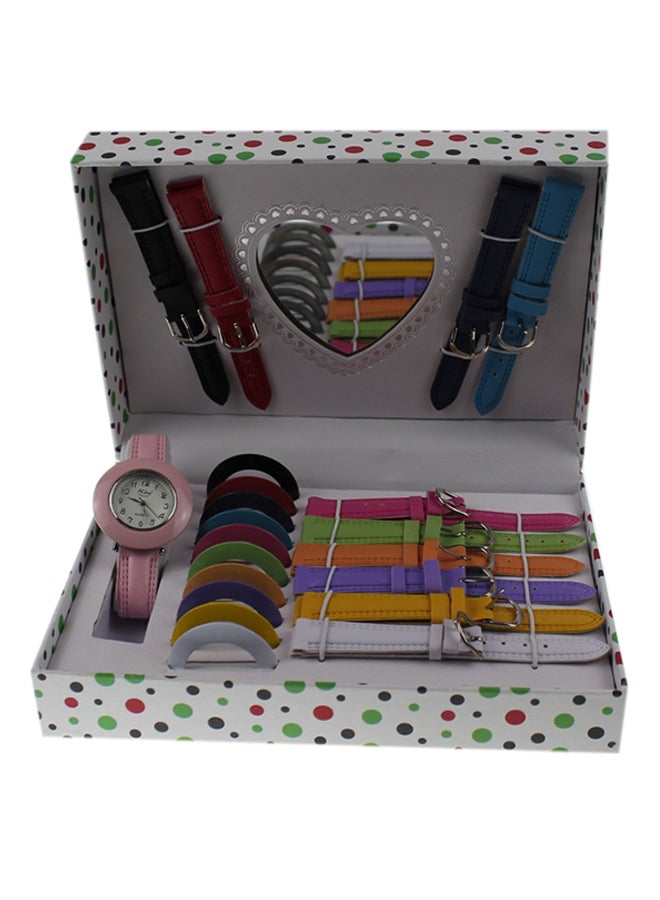 هيمي طقم ساعة يد بعقارب من مادة صناعية طراز LJ-514 girls - Image 1