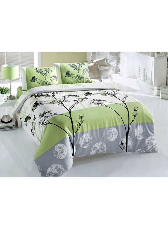 Victoria 2-Piece Ranforce Quilt Duvet Cover Set (EU) (IT) Cotton Green/White/Black  - Image 1