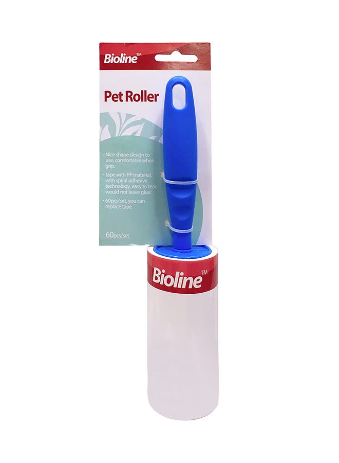 بايولاين بكرة إزالة شعر الحيوانات الأليفة مع 60 قطعة من الشريط الاصق أزرق