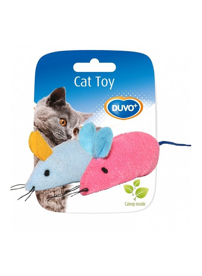 2-Piece Mice Toy With Catnip Blue/Pink/Yellow