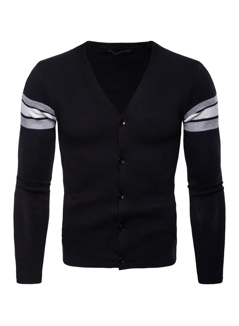 Slim Fit Long Sleeve Cardigan Black/Grey/White - Image 1