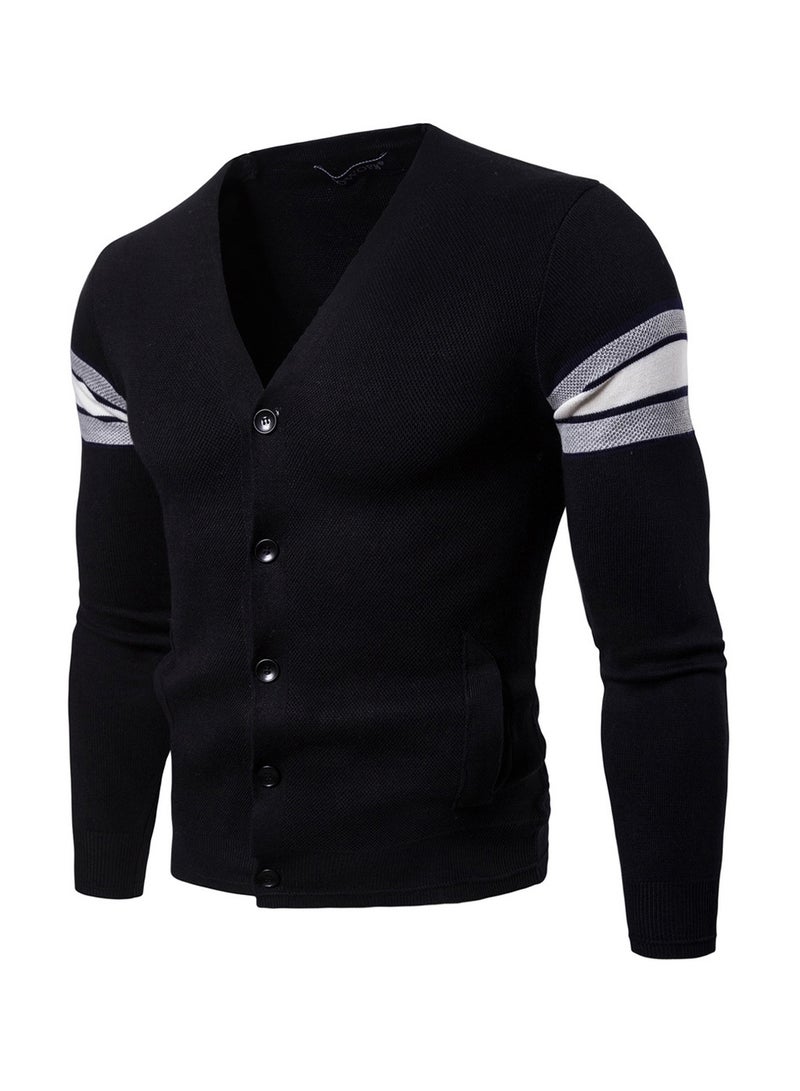 Slim Fit Long Sleeve Cardigan Black/Grey/White - Image 3
