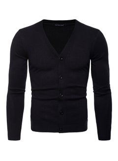 V-Neck Long Sleeve Cardigan Black