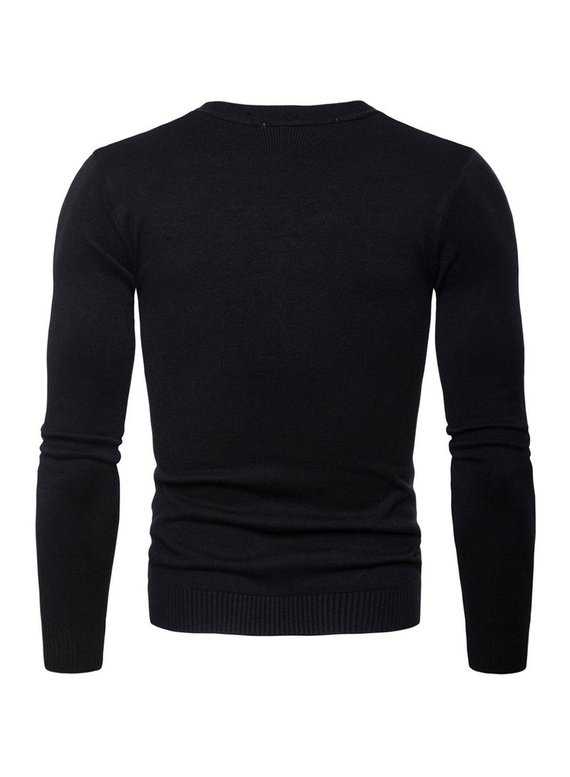 Generic - V-Neck Long Sleeve Cardigan Black - Image 1