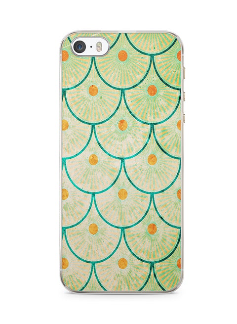 2D Print Protective Case Cover For Apple iPhone SE Elegant Pattern Green And Orange Style