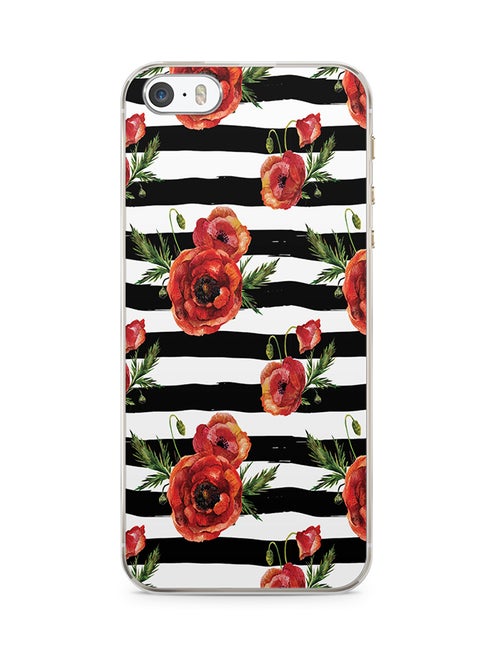 2D Print Protective Case Cover For Apple iPhone SE Elegant Black Rose Pattern