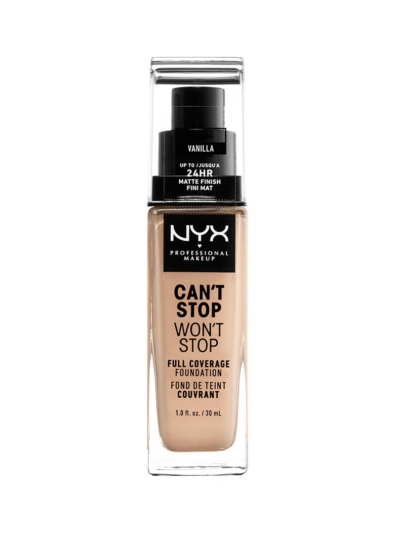 NYX PROFESSIONAL MAKEUP - Can't Stop Won't Stop Full Coverage Foundation Vanilla - Image 1