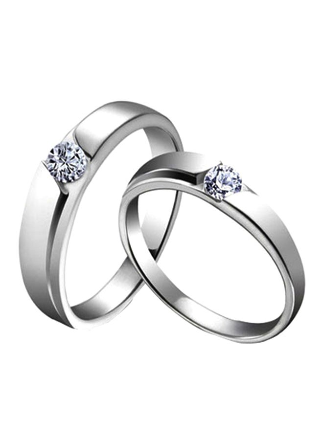 Together Forever Silver Matching Couple Rings Set - Eleganzia Jewelry