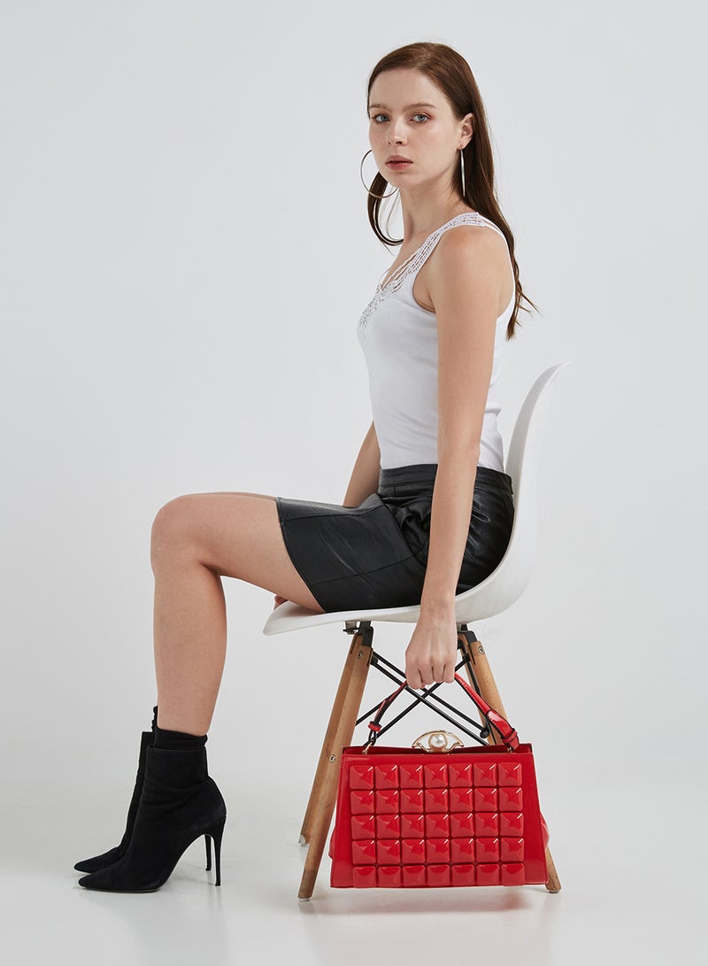 Levantino Front Design Sleeveless Blouse White - Image 1