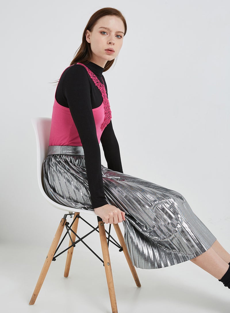 Levantino Front Design Sleeveless Blouse Dark Pink - Image 1