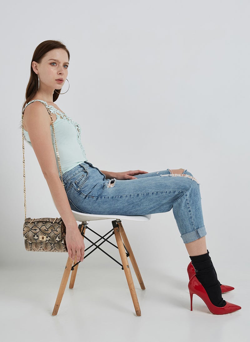 Levantino Open Front Sleeveless Blouse Green - Image 1