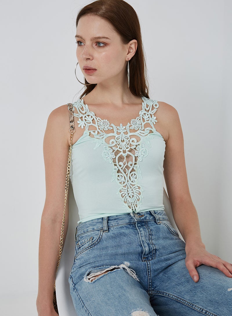 Levantino Open Front Sleeveless Blouse Green - Image 2