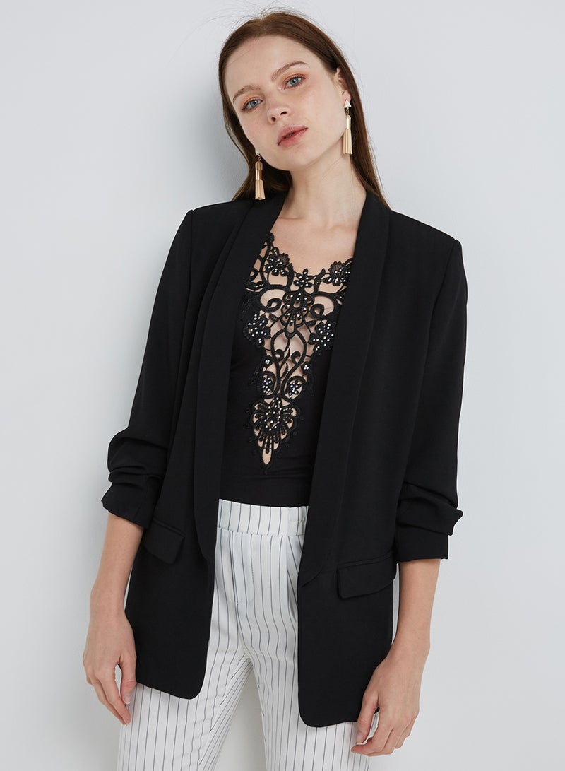 Levantino Open Front Sleeveless Blouse Black - Image 2