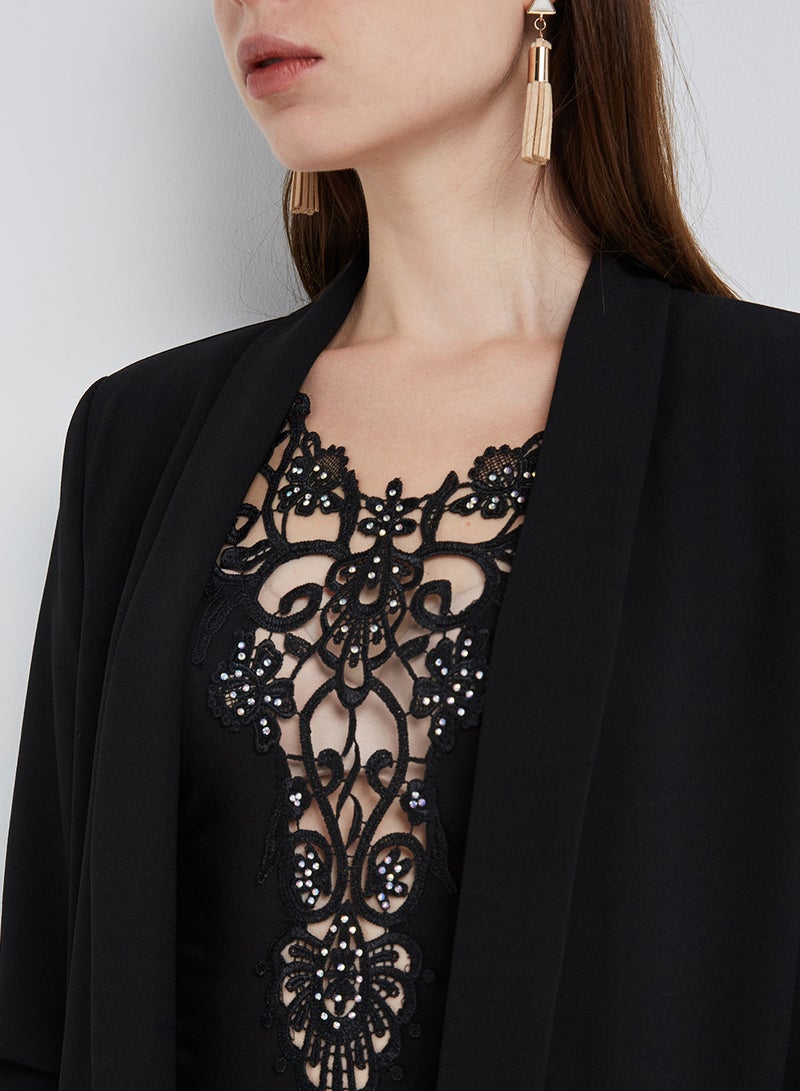 Levantino Open Front Sleeveless Blouse Black - Image 3