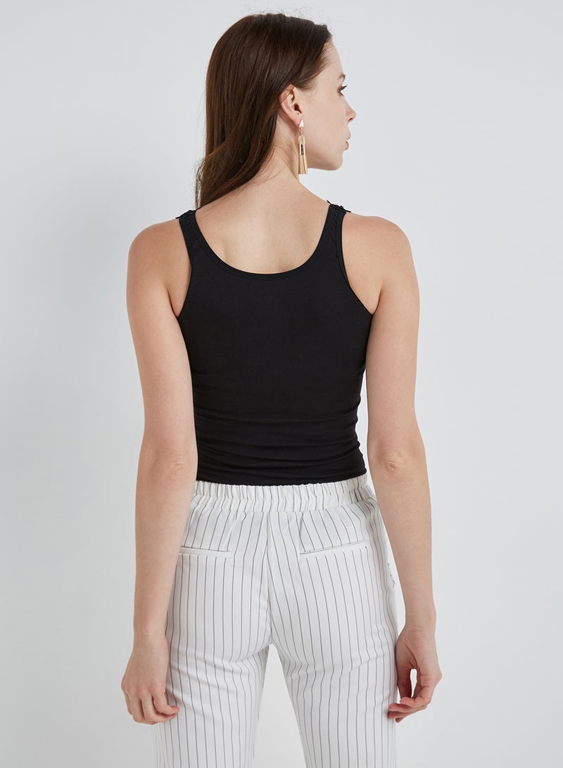 Levantino Open Front Sleeveless Blouse Black - Image 4