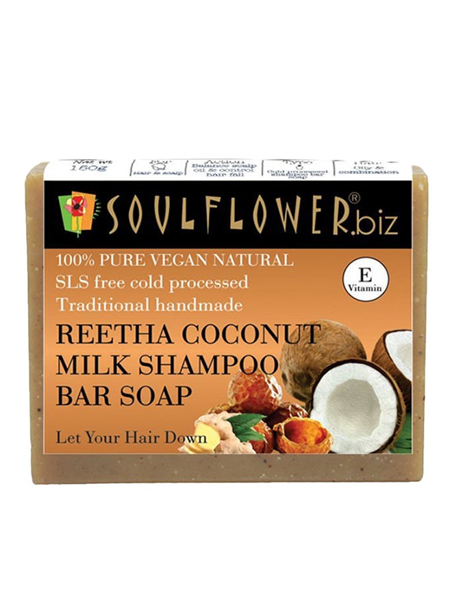 Soulflower Reetha Coconut Milk Shampoo Soap Bar Brown 150grams 