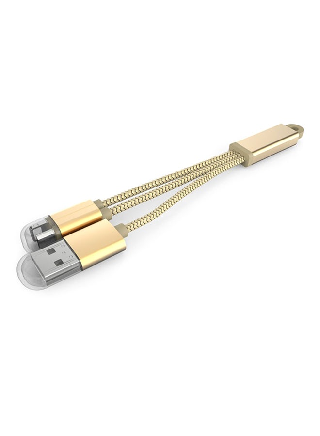 Trands - 2-In-1 Nylon Braided Micro USB/Lightning Cable Gold - Image 1