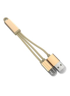 2-In-1 Nylon Braided Micro USB/Lightning Cable Gold
