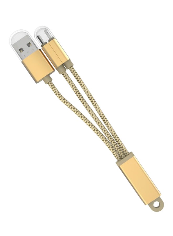 Trands - 2-In-1 Nylon Braided Micro USB/Lightning Cable Gold - Image 1