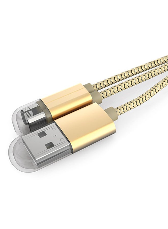 Trands - 2-In-1 Nylon Braided Micro USB/Lightning Cable Gold - Image 1