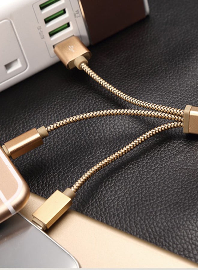 Trands - 2-In-1 Nylon Braided Micro USB/Lightning Cable Gold - Image 1