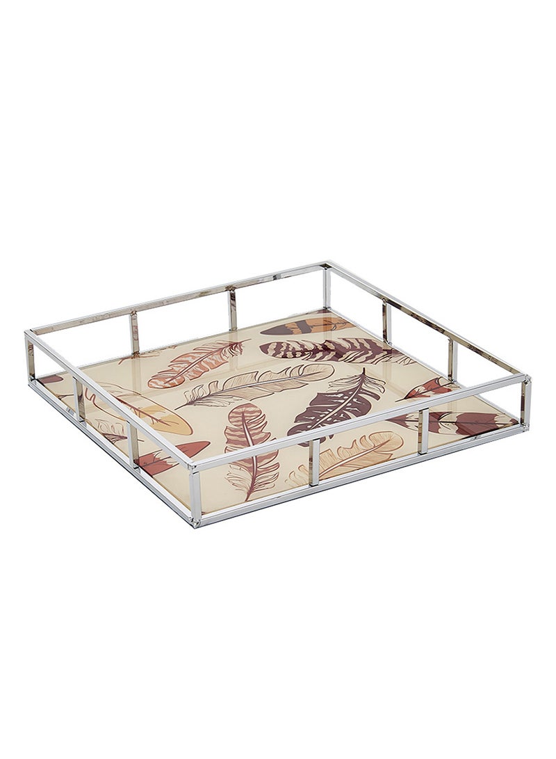 Generic - Multipurpose Decorative Tray Silver/Clear 30x30x5cm - Image 1