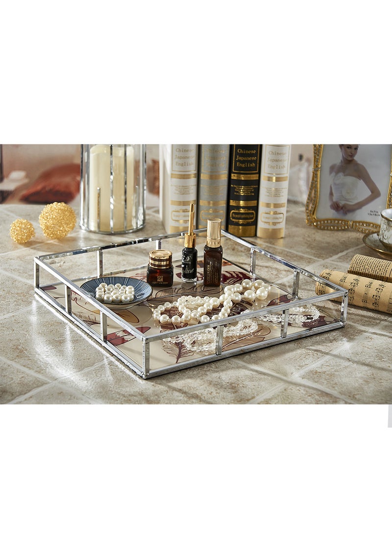 Generic - Multipurpose Decorative Tray Silver/Clear 30x30x5cm - Image 1