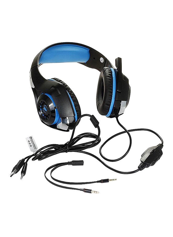 ماركة غير محددة - سماعة رأس توضع فوق الأذن مع منفذ USB/ موصل Aux أسود/أزرق - Image 1