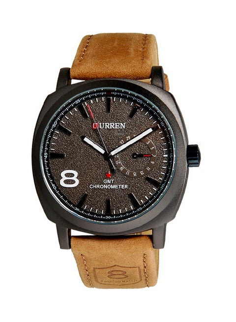 Men's Leather Analog Watch 8139 - 40 mm - Brown