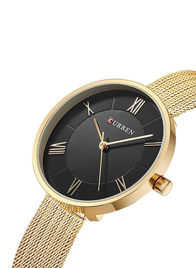 كارين ساعة يد بعقارب وسوار من الإستانلس ستيل طراز W- 9020-GO#D2 - قياس 26 مم - لون ذهبي للنساء - Image 2